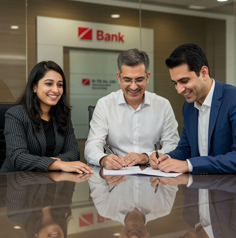 A team of professional experts collaborating on a detailed project report